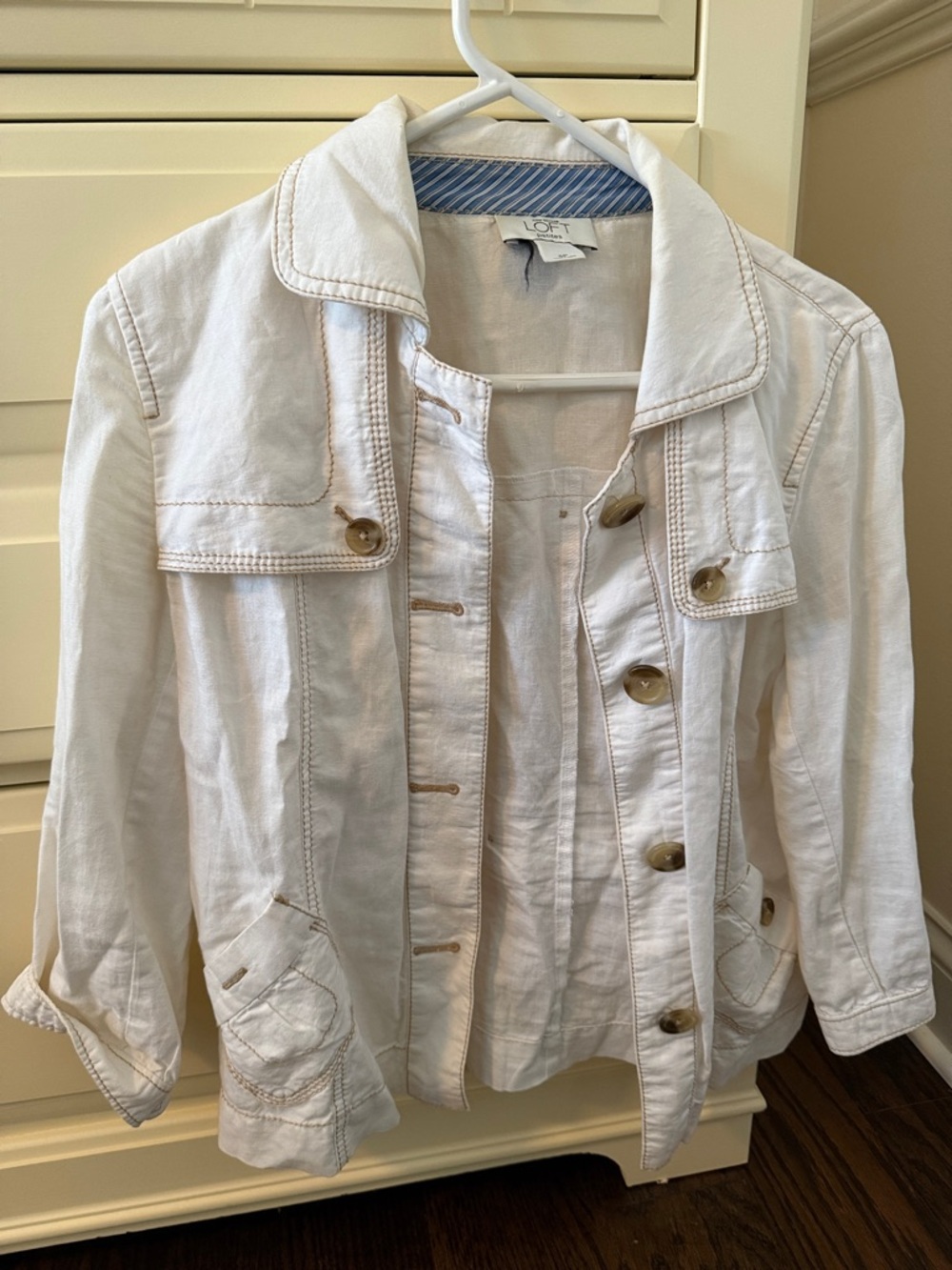 LOFT White Cotton Button-Front Jean Jacket